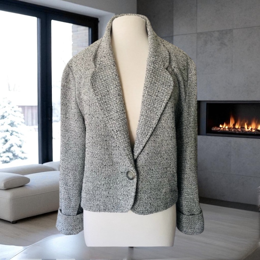 VTG KRIZIA CLASSIC ONE BUTTON CROPPED JACKET SIZE 14